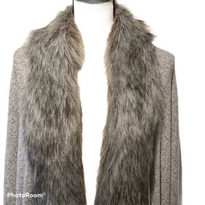 JENNIFER LOPEZ Faux Fur Trim Cardigan Size L NWOT